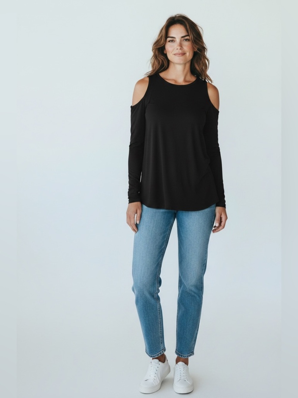 Gentle Fawn Long Sleeve Cold Shoulder Tee Black Size Small